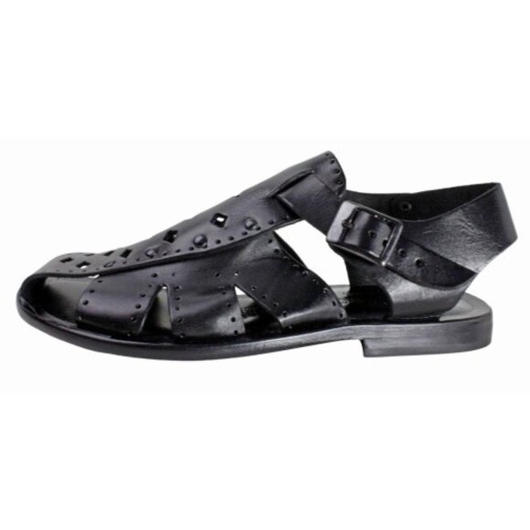Liam Black Leather Sandals Men’s Italian Shoes